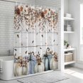 thumbnail image 6 of Navy Blue Pumpkin Fall Shower Curtain, Waterproof Shower Curtains for Bathroom, Thanksgiving Leaves Floral Wooden Washable Fabric Bathtub Curtain Set Bath Decor with 12 Hooks 48"x72", 6 of 8