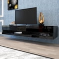 thumbnail image 2 of Modern High Gloss Storge Shelf Entertainment Center Console Table for Living Room, Floatable Entertainment Center for TVs up to 80 Inch, Black, 2 of 8
