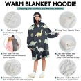 thumbnail image 5 of Wearable Oversized Blanket,DarkBlue Cartoon Dinosaurs Leaves Pattern Wearable Blanket Hoodie for Adults,Cozy Hooded Blankets with Super Pockets,Super Warm Fuzzy Pullover for Women & Men, 5 of 6