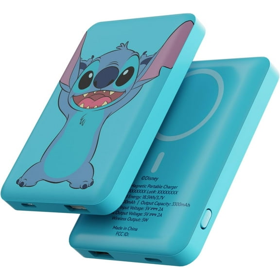 Disney Lilo and Stitch 5000mAh MagSafe Compatible Power Bank, Portable Charger with USB Option