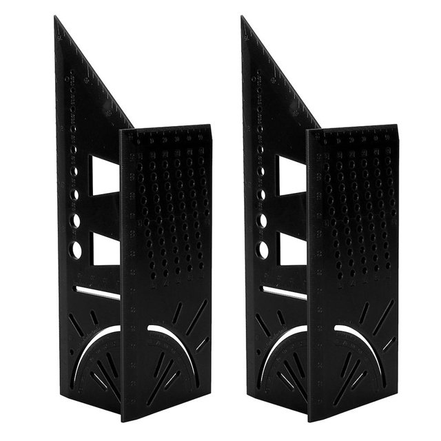 Règle d'angle 3D pour menuiserie, outil de mesure de biseau, léger, noir, 2 pièces