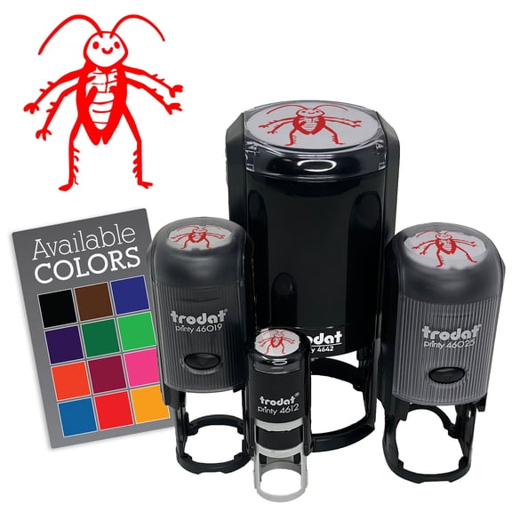 Cartoon Cockroach Bug Insect Vermin Pest Self-Inking Rubber Stamp for Stamping Ink Stamper Crafting Planners - 1/2 Inch Mini - Black Ink
