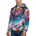 thumbnail image 3 of Rateoe Colorful Donut Pattern Mens Hoodie, Pullover Hooded Sweatshirt, Kangaroo Pocket Hoodie Ideal for Daily Wear, Travel and Home-3X-Large, 3 of 7