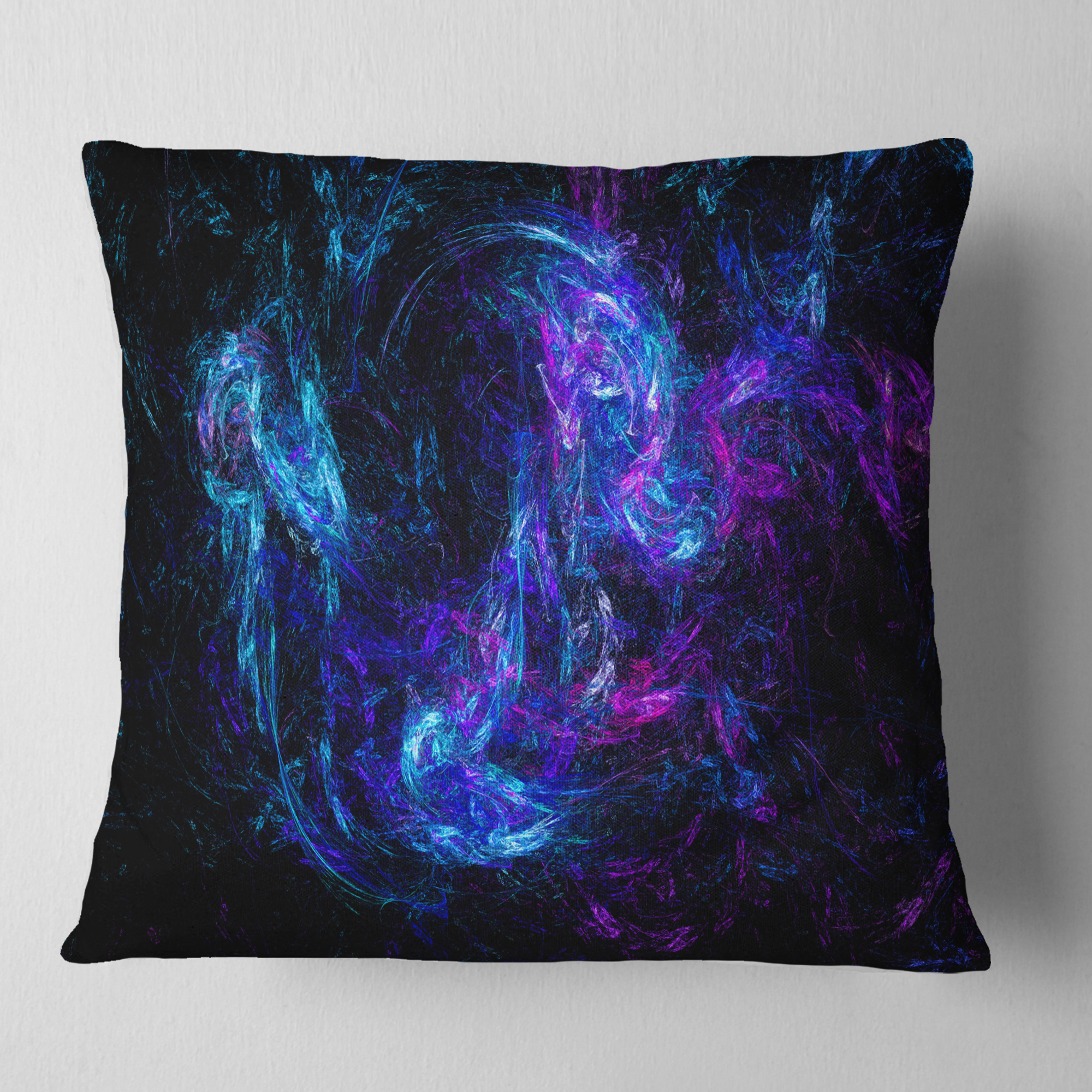 Designart Blue Chaotic Strokes - Abstract Throw Pillow - 18x18