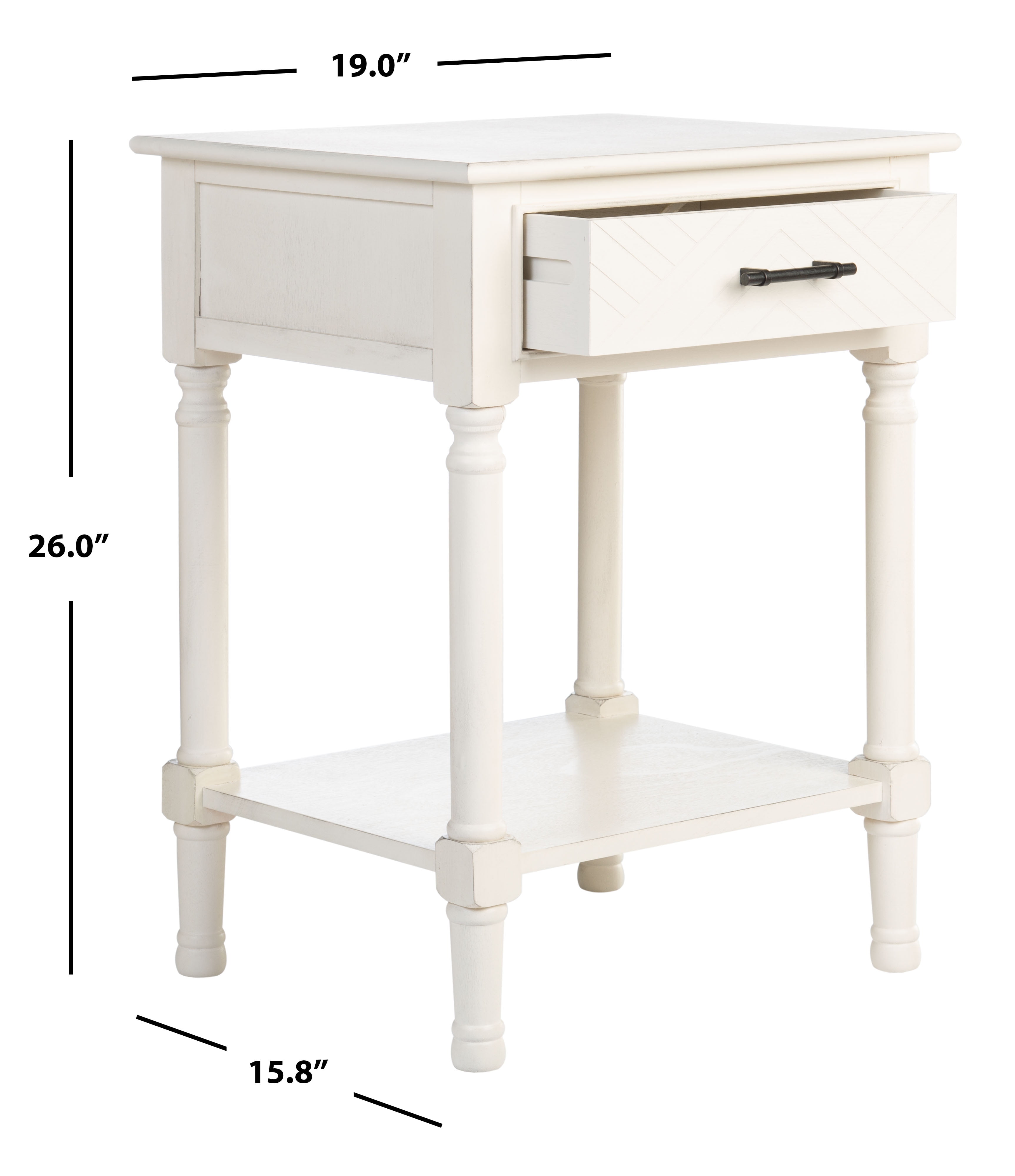 SAFAVIEH Peyton French White Rectangle Wood Storage End Table (19 in. W x 15.8 in. D x 26 in. H)