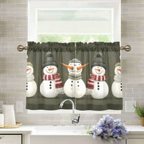 Yayeee Kitchen Curtains Tier Pair Light Filtering 27"x36" Rod Pocket Short Cafe Window Panel, Gray Cute Snowmen