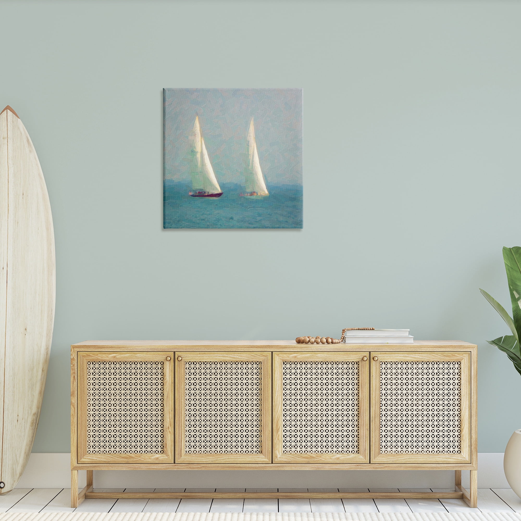 Stupell Industries People on Sailing Boats Transportation Painting Gallery Wrapped Canvas Art Print Wall Art, 30 x 30