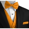 thumbnail image 4 of Men's Formal Tuxedo Vest, Bow-Tie & Hankie Set for Prom, Homecoming, Wedding, Cruise in Honey Mustard - 4XL, 4 of 4