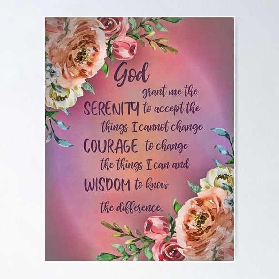 Serenity Prayer Floral Poster- Unframed Poster | Wall Art | Perfect For Home Decor & Gifts, 8x12