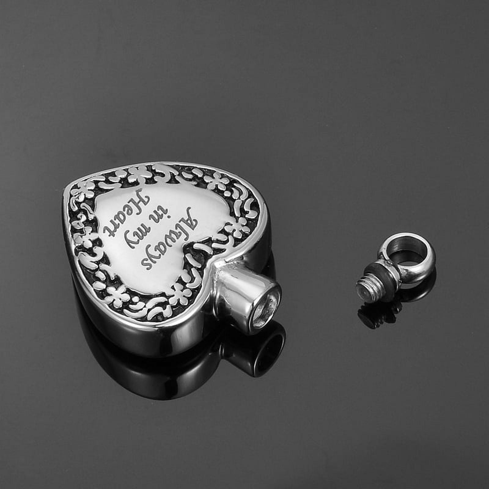 Always in My Heart Cremation Jewelry Keepsake Urn Memorial Necklace Ashes Holder with FREE Funnel Kit and Velvet Jewelry Box-[Flowers Heart]