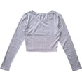 thumbnail image 1 of GHSDFBB Women's Basic Round Neck Long Sleeve Crop Top, 1 of 2