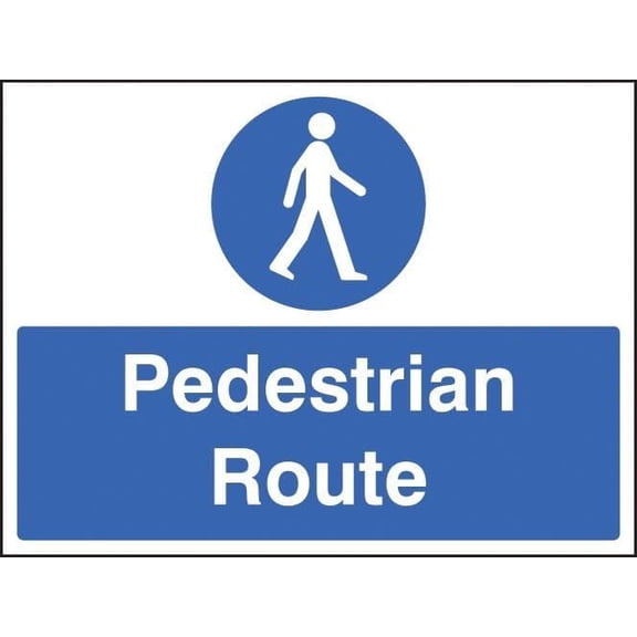 Pedestrian Route Safety Signs Metal Sign Decorative Wall Plaque, 12 X 8 inch