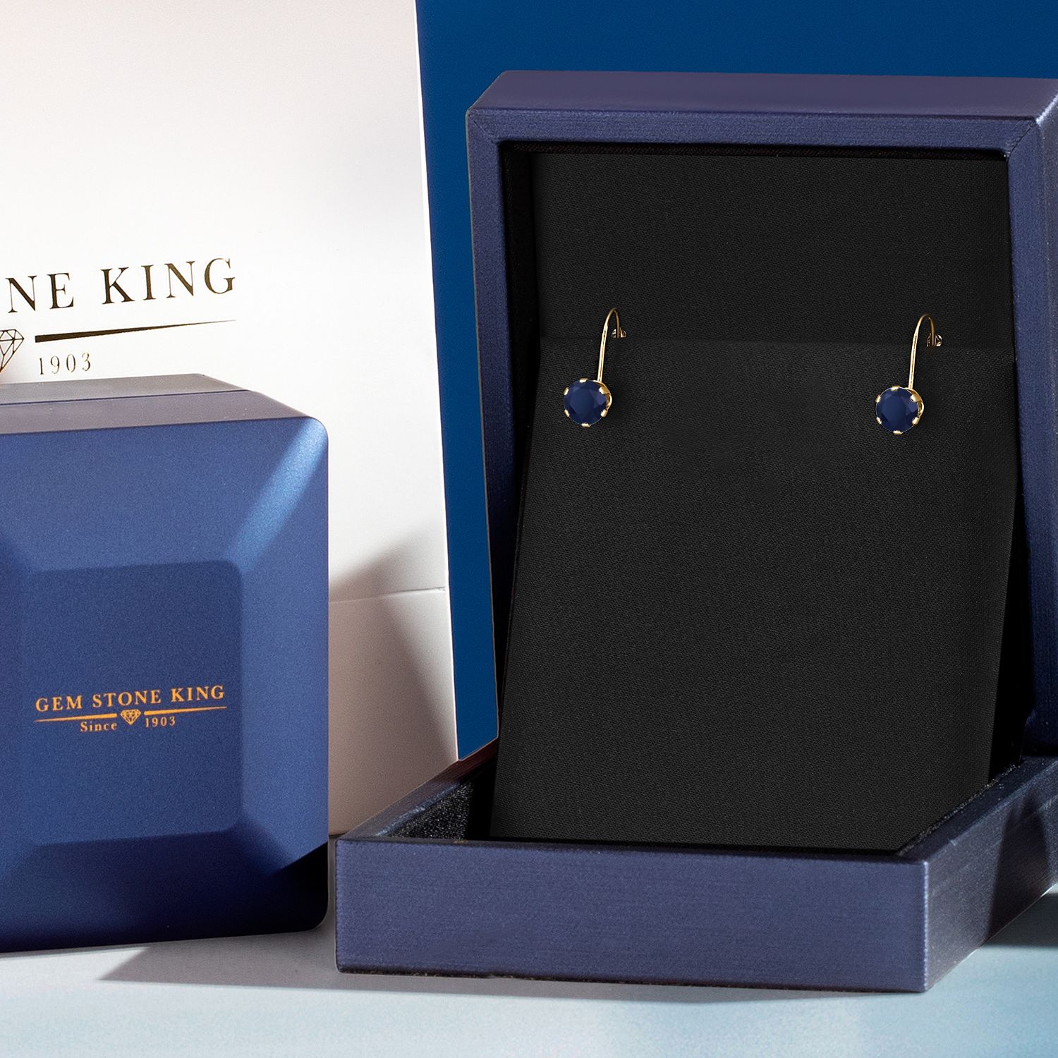 Gem Stone King 14K Yellow Gold 6MM Round Birthstone Gemstone Leverback Dangle Earrings for Women