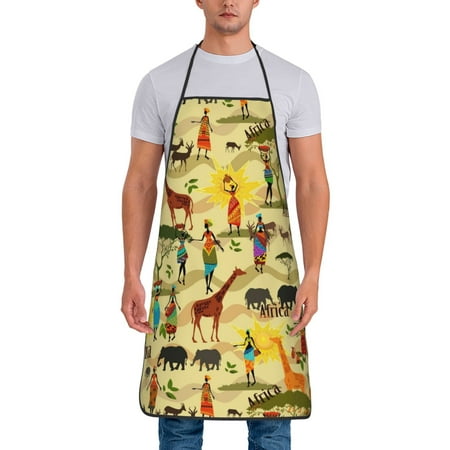 

Lukts Ethnic African Print Unisex Tie-Up Aprons Bibs for Chef Kitchen Grill Beverage Shop