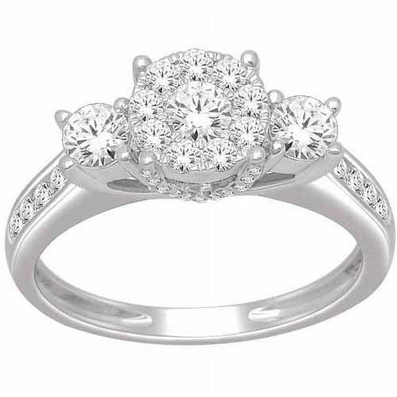 1 Carat T.W. Diamond 10kt White Gold Three-Stone Engagement Ring