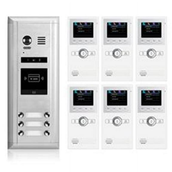 Video Intercom Entry System DK1661 6 Apartment Audio/Video Kit (6 monitors included)