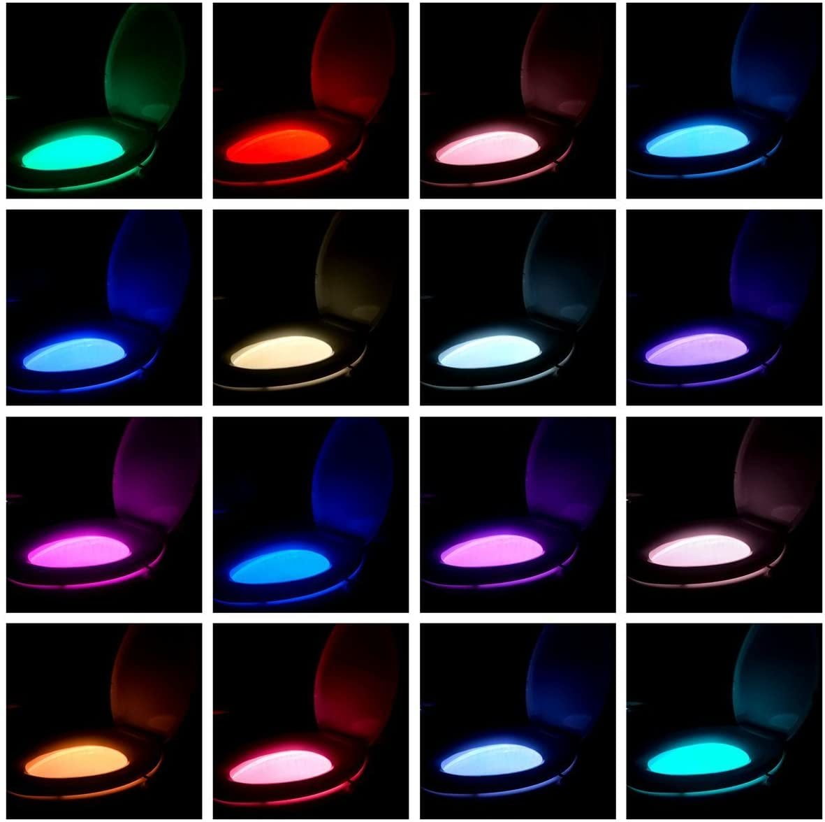 MIEFL Toilet Light Motion Sensor 16 Colors Changing (2 Pack),LED Glow Bowl Inside Toilet Light, Smart Night Light for Bathroom, Cool & Funny Ideal