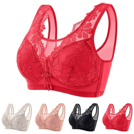 Fesfesfes Bras for Women Wireless Women s Underwear Thin And Comfortable Lace Adjustable Droop Back Wrap Up Wirefree Bra