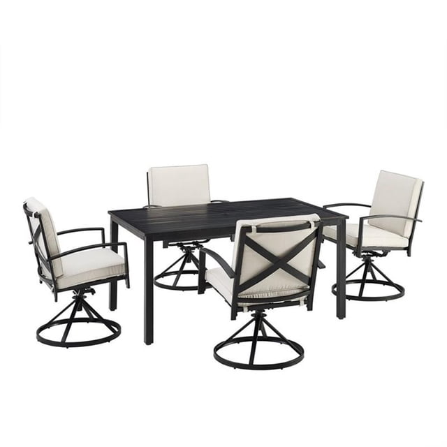 Crosley Furniture Kaplan 5 Piece Metal Outdoor Dining Set in Oatmeal