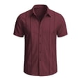 thumbnail image 6 of Mens Big & Tall Cuban Guayabera Shirt Casual Button Down Shirts Short Sleeve Summer Beach Shirts Size S-5XL Wine, 6 of 6