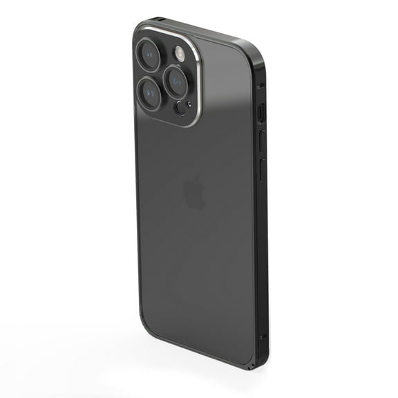ELEHOLD Luxury Plating Frosted Clear Case for iPhone 14 6.1 inch,Aluminum Alloy Frame Slim Thin with Camera Lens Protection Hard PC Back Anti-Scratch Protective Case,Black
