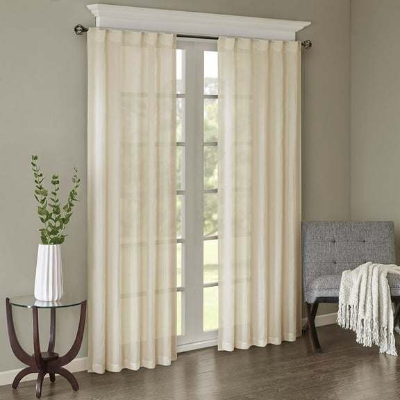 Home Essence Avery Solid Crushed Sheer Window Panel Pair