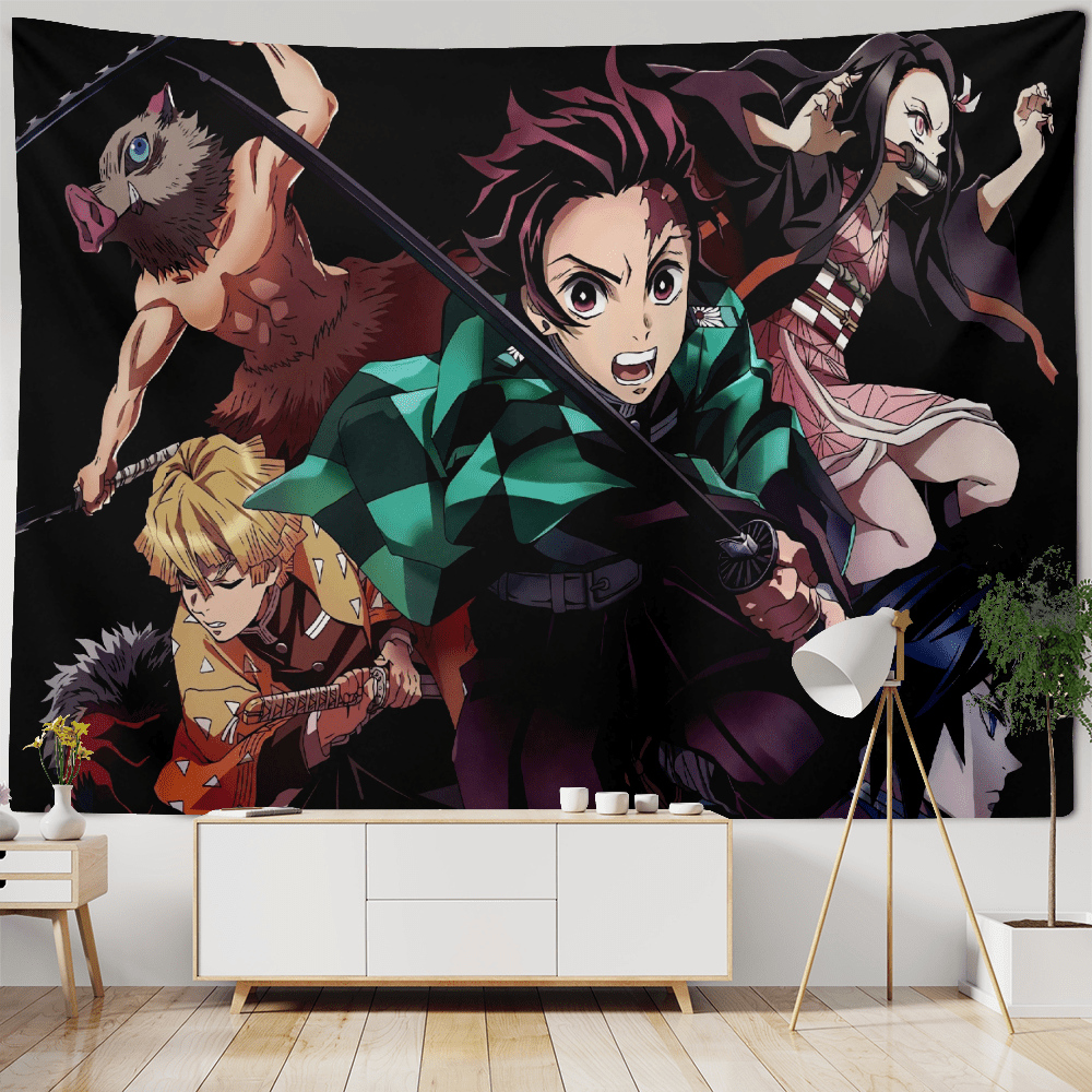 Demon Slayer Wall Tapestry Anime Print Bedroom Aesthetic Tapestries for ...