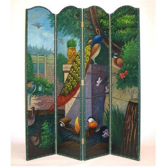 Wayborn Hand Painted Peacock Room Divider