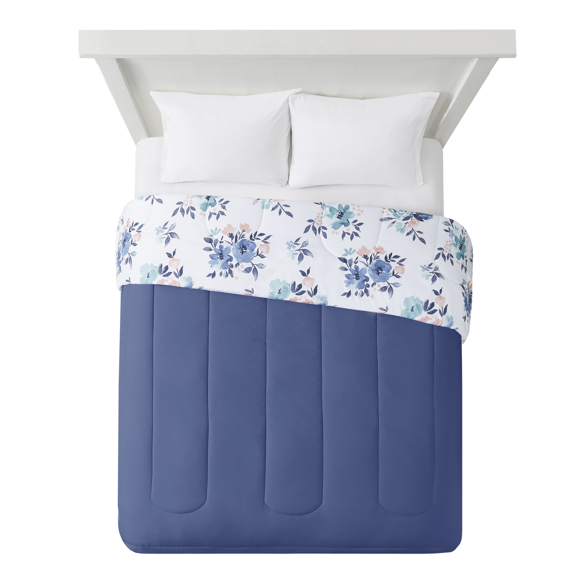 Mainstays Floral Reversible Ultra Soft Comforter, Full/Queen