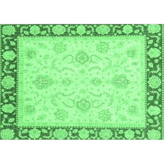 Ahgly Company Indoor Rectangle Oriental Emerald Green Traditional Area Rugs, 7' x 10'