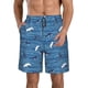 thumbnail image 1 of Balery Sharks on White Blue Striped Traje de Baño Estilo Hawaiano para Hombre, Shorts de Secado Rápido con Bolsillos-Large, 1 of 6