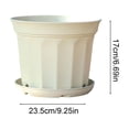 thumbnail image 3 of 9 Inch Flower Pot 1-Pack, Plastic Planter with Drainage Hole & Tray, Indoor Outdoor Plant Pot for House Plants, Garden, Patio, Office, Home Decor – Modern Decorative Plant Container (Yellow), 3 of 6