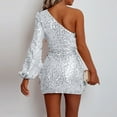 thumbnail image 7 of New Years Eve Dresses For Women One Shoulder Sleeveless Mini Length Side Split Sequin Party Dress, 7 of 7
