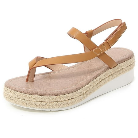 

iOPQO Women s sandals Fashion Women s Casual Shoes Breathable Thick-soled Wedges Leisure Sandals Shoes Roman Sandals Boho Brown 39