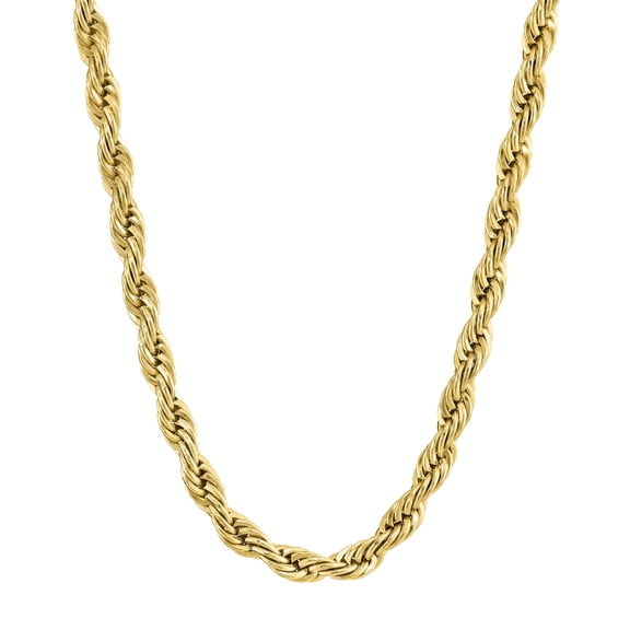 Metro Jewelry Gold Ion Plated Stainless Steel 3MM Rope Chain Necklace - 20 Inch
