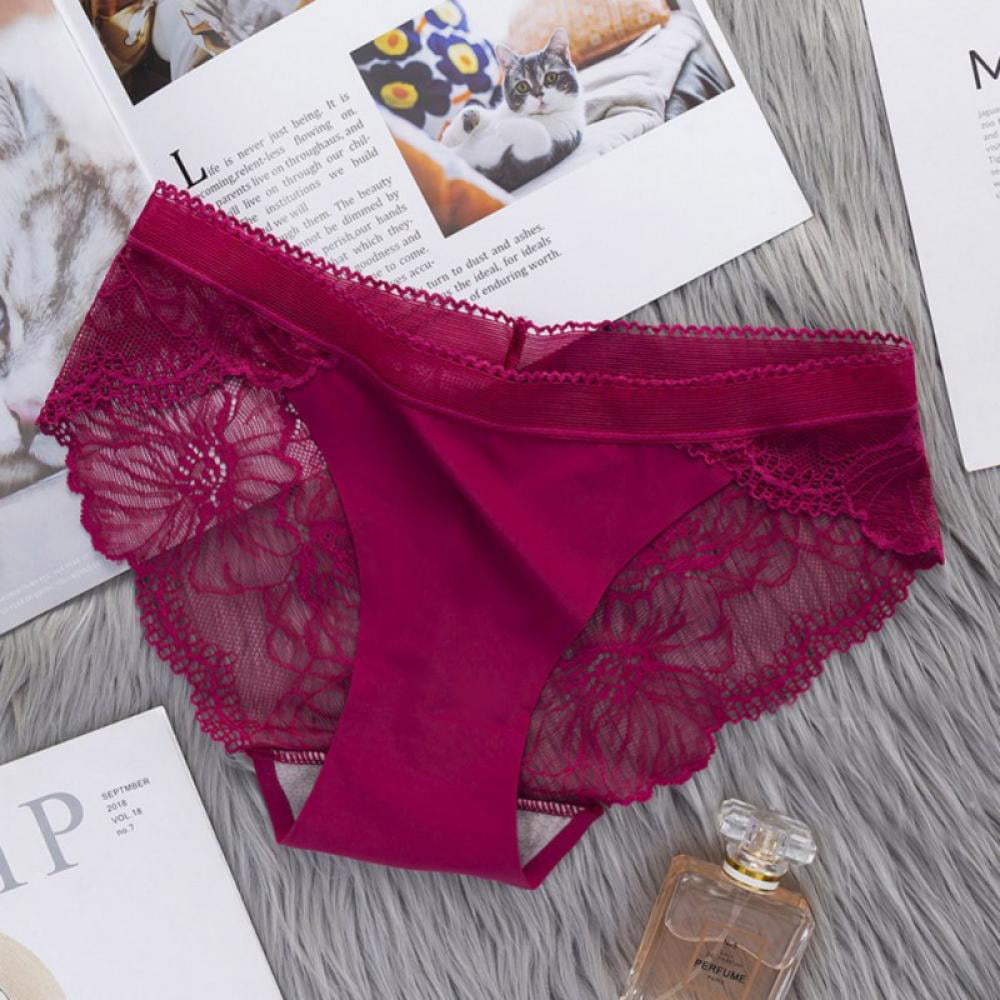 KBKYBUYZ Ladies Silk Lace Handmade Underwear,Mid-raist Hollow