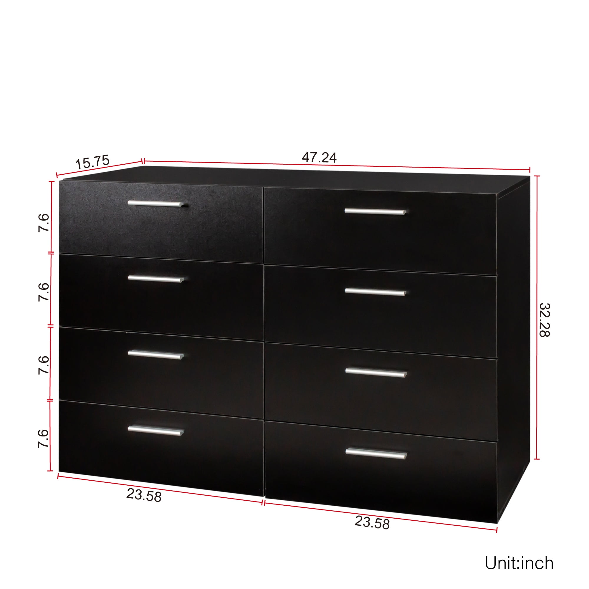 YYAo 8 Drawer Double Dresser for Bedroom, Wood Dresser 8 Chest of Drawers, Wide Storage Organizer Cabinet for Living Room Home, Black YYAo 8 Drawer Double Dresser for Bedroom, Wood Dresser 8 Chest of Drawers, Wide Storage Organizer Cabinet for Living Room Home, Black