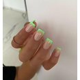 thumbnail image 2 of HLONK Neon Green French Tip Press on Nails Short Square Natural Fake Nails For Women Nude Glue on Nails Short Nails Press on Gel Nails Set Reusable Acrylic  For Girls in 24 PCS, 2 of 5