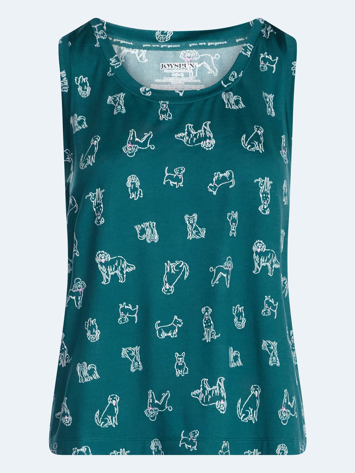 Joyspun Women's Tank Top and Shorts Pajama Set, 2-Piece, Sizes XS-3X