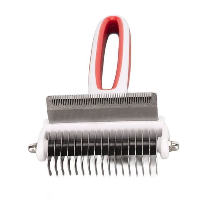 Cepillo para quitar el pelo de mascotas 2 en 1, herramienta para quitar el pelo y rastrillo para quitar nudos, cepillo para mascotas para gatos, perros, S, rojo