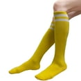 thumbnail image 5 of COUVER Women's Cotton 2 Striped Knee High Fashion Tube Socks, Bright Yellow / White, 1 Pair, 5 of 9