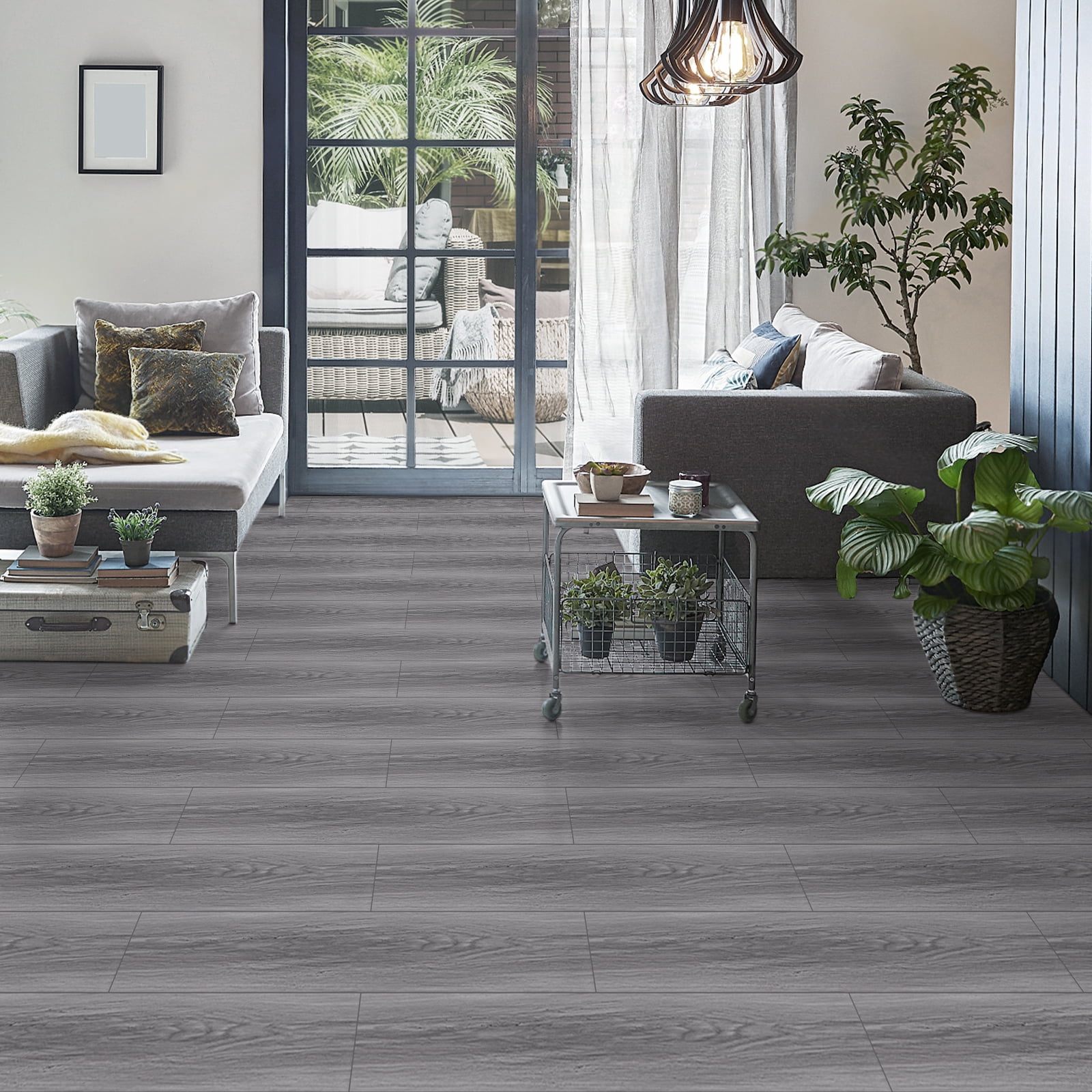 (3 pack) UMIGGEE Gray Peel Stick Flooring 36" x 6" 10 Pieces/Pack Vinyl Wood Look Flooring Thin Tiles, Easy to Install for Bathroom, Kitchen, Living Room