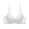 thumbnail image 2 of AINIYS Thin Fabric Bralettes Push-Up Bra Underwire Floral Lace Cleavage Bra Bralette Breathable Everyday Bras Secure Fit Bra for Women Lift and Support Push-Up Bra White 40, 2 of 3