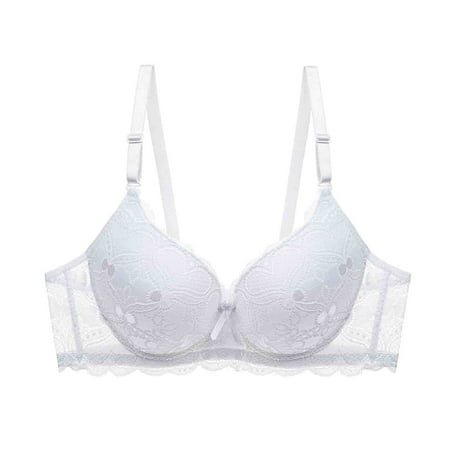 NTACZA Plus Size Breathable Bras for Women White Push-Up Underwire Solid Lace Everyday Bras Bras for Teens Plus Size
