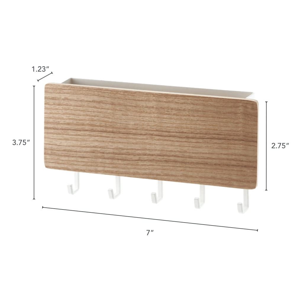 Yamazaki Home Magnetic Key Rack, Ash, Steel + Wood, Supports 2 pounds, Magnetic