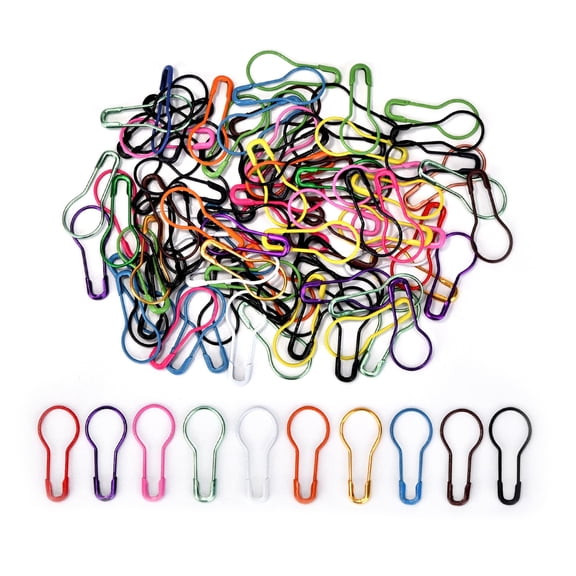 100 Pieces Metal Stitch Markers for Knitting, 0.87 Inch Colorful Bulb Stitch Markers, Assorted Pear Shaped Safety Pins