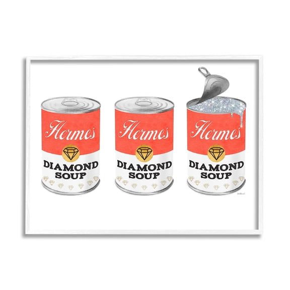 Stupell Industries Glam Condensed Soup Pop Trio Fashion Diamond Red, 14 x 11, Design by Amanda Greenwood