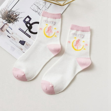 AkoaDa New Japanese Anime Sailor Moon Cosplay Autumn Winter Cartoon Cotton Socks Sweet Casual Womens Girls Fashion Sneaker Short Socks (Best Japanese Clothing Websites)