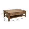 thumbnail image 5 of Benjara Olum 50 Inch Cocktail Coffee Table, Drawers, Lower Shelf, Brown Mango Wood, 5 of 5