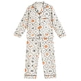 thumbnail image 4 of MEZZALL Women Halloween Autumn Button Front Long Sleeve Lapel Top With Chest Pocket Elastic Waist Full Length Pants Pajama Set Casual Home Wear Pajamas Vacation 2 Piece Pjs, 4 of 4
